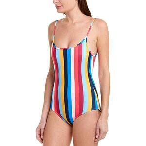 Shoshanna Cami Classic One Piece Striped Rainbow Swimsuit NWT 12 NWT